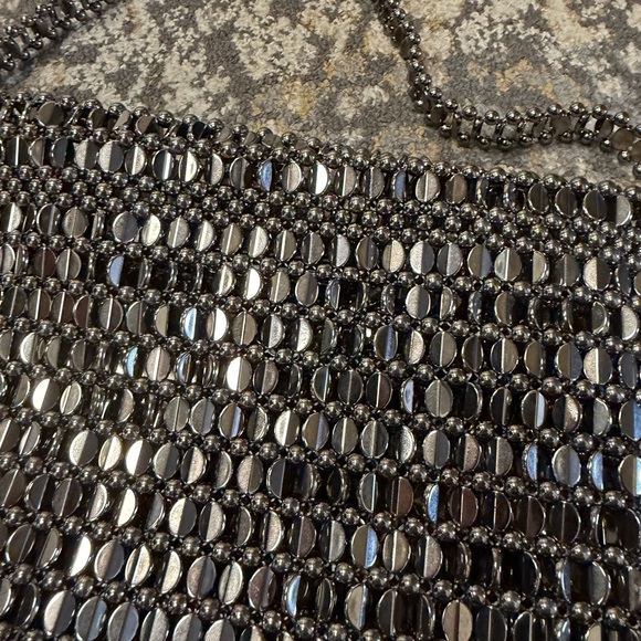 Zara Black and Silver Beaded Shoulder Bag - Picture 3 of 4